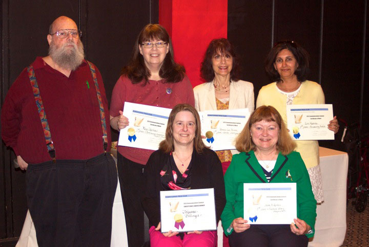 Among the winners in 2013: Seated, from left, Johanna Billings and Jean A. Korten. Standing, from left, Walter Brasch, Kay Stephens, Bonnie Lee Strunk and Lini Kadaba.