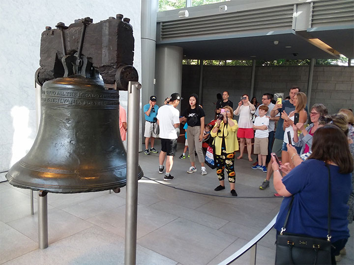 Mary Pat Hoag of Nebraska takes a photograph of the Liberty Bell in Philadelphia where PPC/NFPW members traveled in September 2018 during the organization